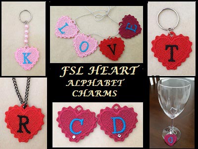 FSL Heart Alphabet Charms Embroidery Machine Design