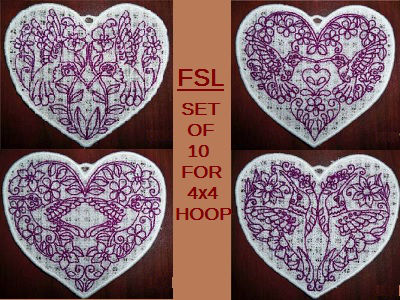 FSL Hummingbird Hearts Embroidery Machine Design