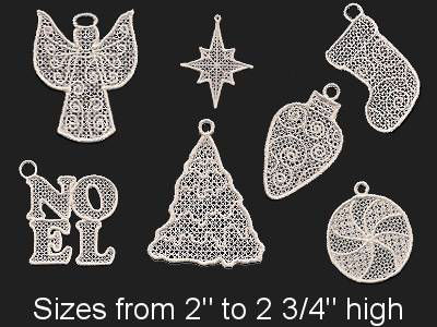 FSL Christmas Ornaments in White Embroidery Machine Design