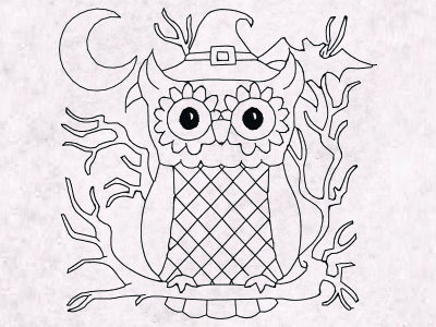 Halloween Owl Redwork Blocks Embroidery Machine Design