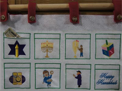 Hanukkah Calendar Embroidery Machine Design
