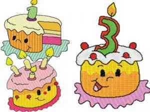 Happy Birthday Cakes Embroidery Machine Design