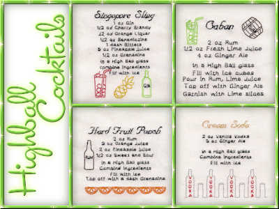 Highball Cocktail Recipes Embroidery Machine Design