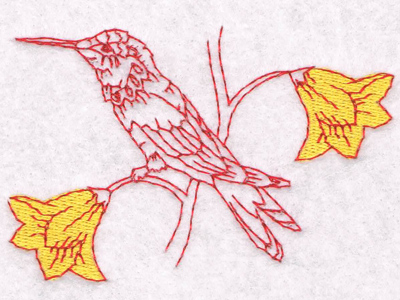 Hummingbirds and Flowers Embroidery Machine Design