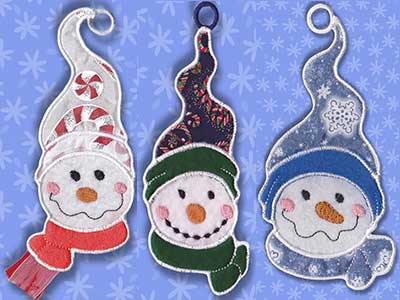 In The Hoop Applique Snowmen Gift Card Holders Embroidery Machine Design
