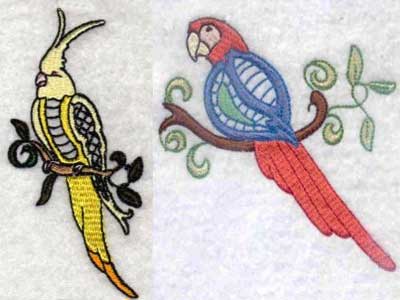 Jacobean Tropical Birds Embroidery Machine Design