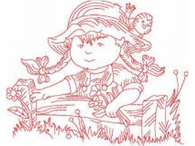 JN Bonnet Country Girl Embroidery Machine Design