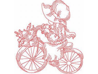 JN Bonnet Girl Bike Embroidery Machine Design