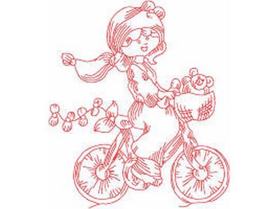 JN Bonnet Girls Bike Embroidery Machine Design