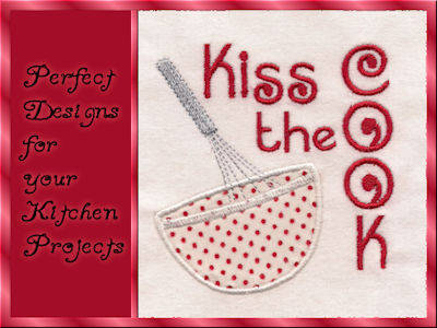 Kiss the Cook Embroidery Machine Design