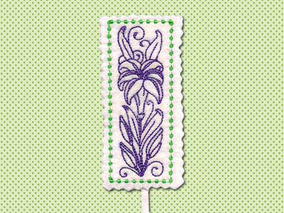 Lily Bookmark Embroidery Machine Design