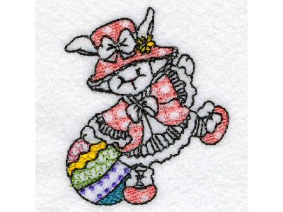 Line Art Easter Bunnies Embroidery Machine Design