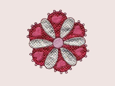 Mylar Flower Hearts Embroidery Machine Design