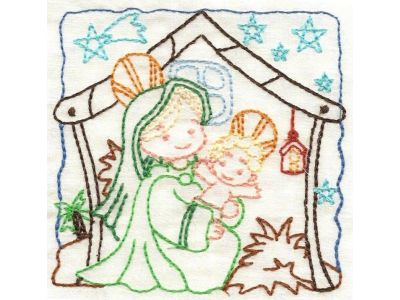 Nativity Color Work Embroidery Machine Design