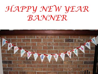 Happy New Year Banner Embroidery Machine Design