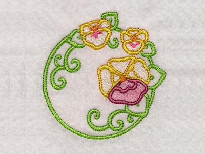 Pansies Circles Embroidery Machine Design