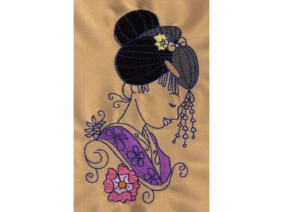 Partial Filled Geishas Embroidery Machine Design