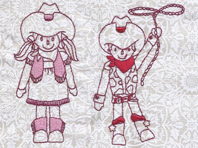 Patchy Cowboys and Cowgirls Embroidery Machine Design
