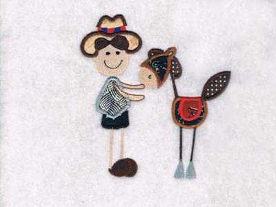 Patchy Cowboys and Horses Embroidery Machine Design