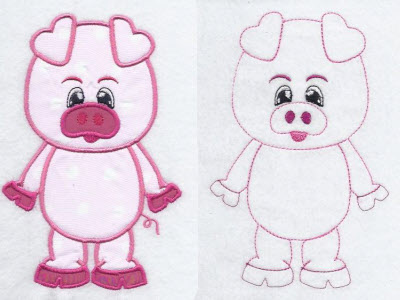Piggy Boys Embroidery Machine Design