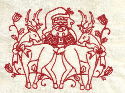 Redwork Santa Embroidery Machine Design