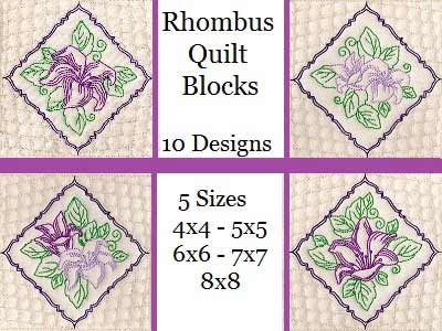 Rhombus Quilt Blocks Embroidery Machine Design