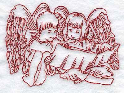 Line Art Children Angels Embroidery Machine Design