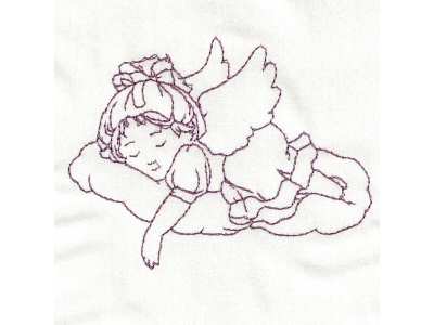 Redwork Child Angels Embroidery Machine Design