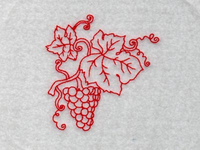 Redwork Fall Grapes Embroidery Machine Design
