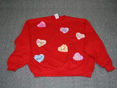 Shabby Hearts Sweatshirt Embroidery Machine Design