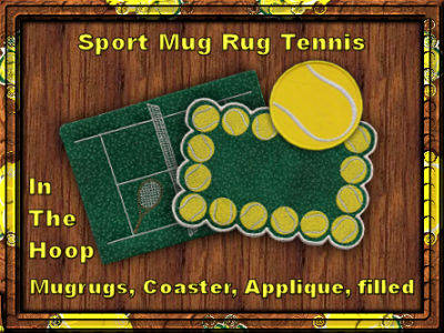 Sport Mug Rug Tennis Embroidery Machine Design