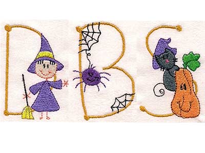 Stick Halloween Alphabet Embroidery Machine Design