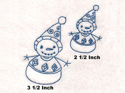 Sticky Bluework Snowmen Embroidery Machine Design