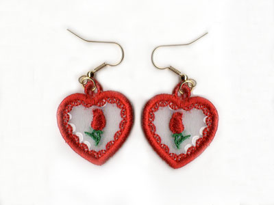 Sweetheart Flower Earrings Embroidery Machine Design
