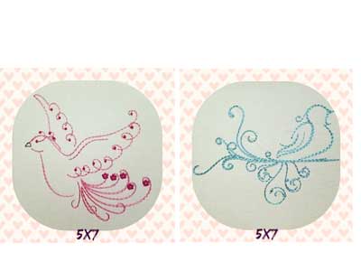 Swirly Doves Embroidery Machine Design