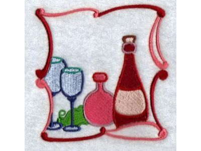 Wine Blocks Embroidery Machine Design