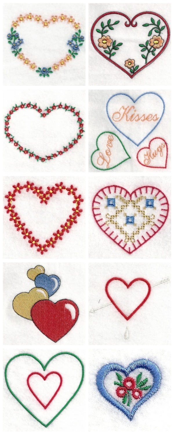 Hearts of Love 1 Embroidery Machine Design Details