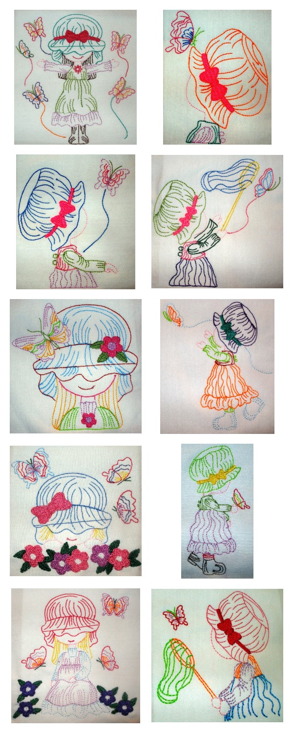 Sunbonnet Colorlines Embroidery Machine Design Details