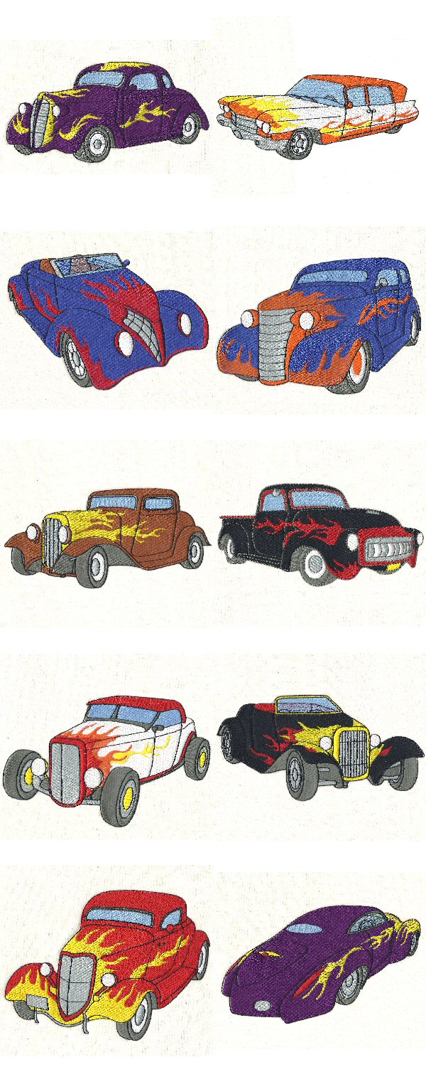 American Hot Rods 5x7 Embroidery Machine Design Details
