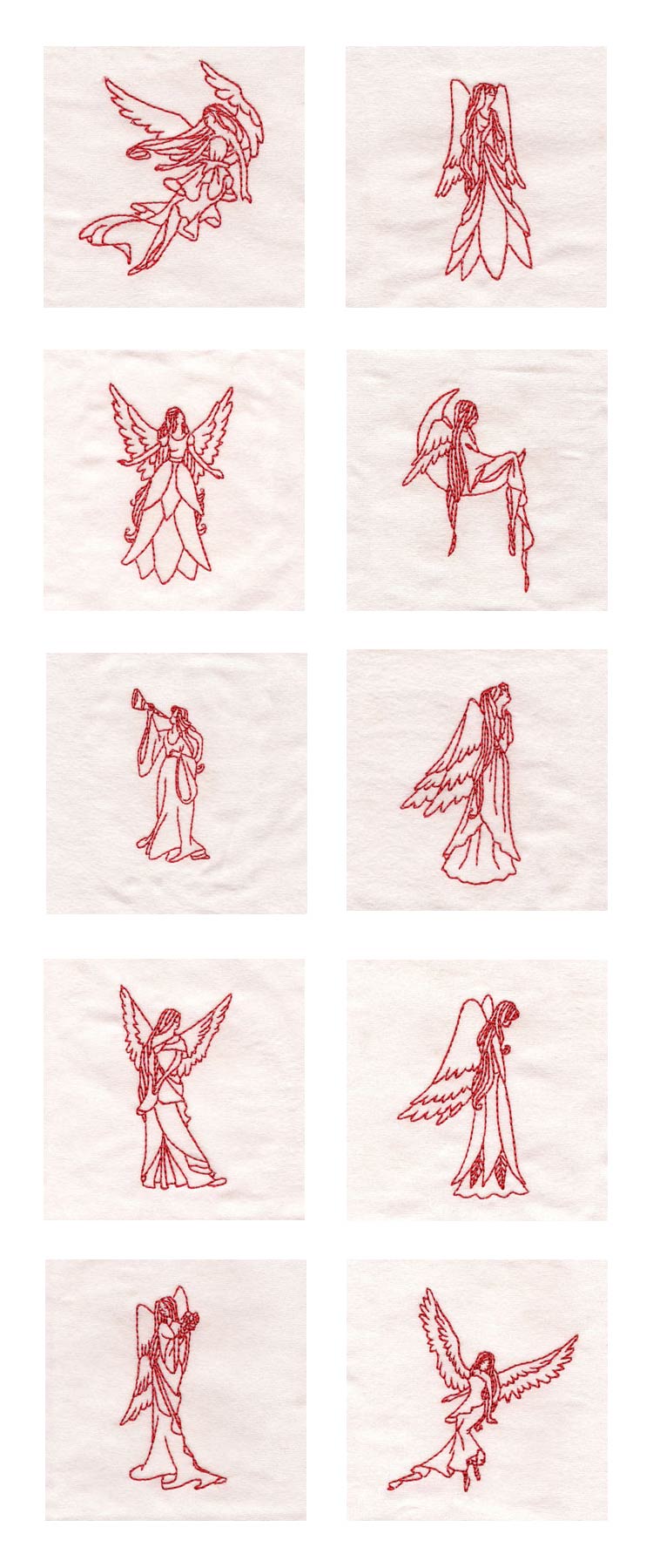 Redwork Angels of Grace Embroidery Machine Design Details
