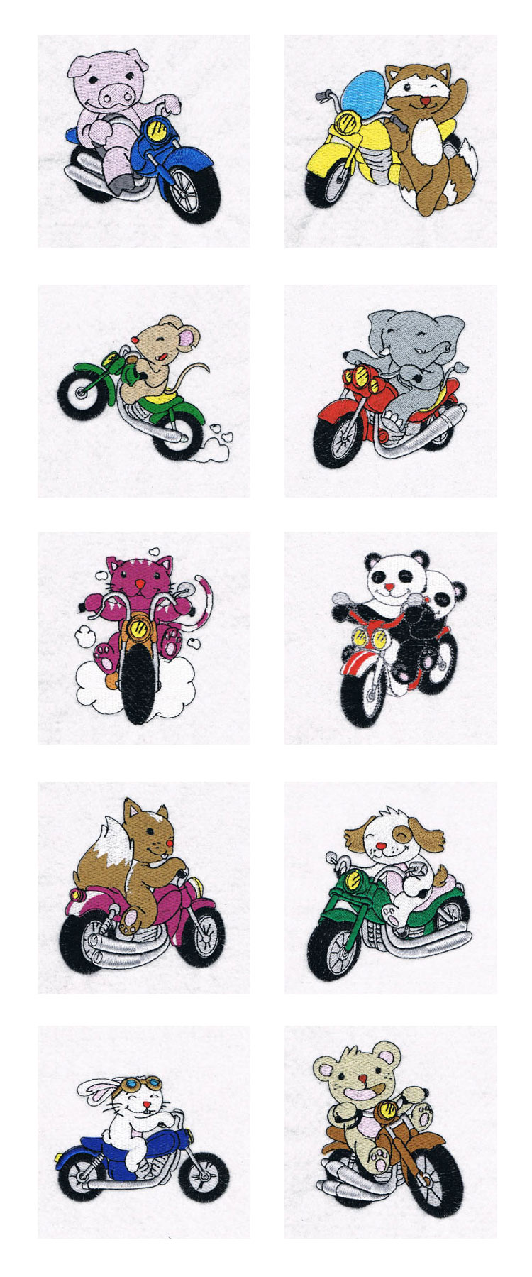 Animal Bikers 2 Embroidery Machine Design Details