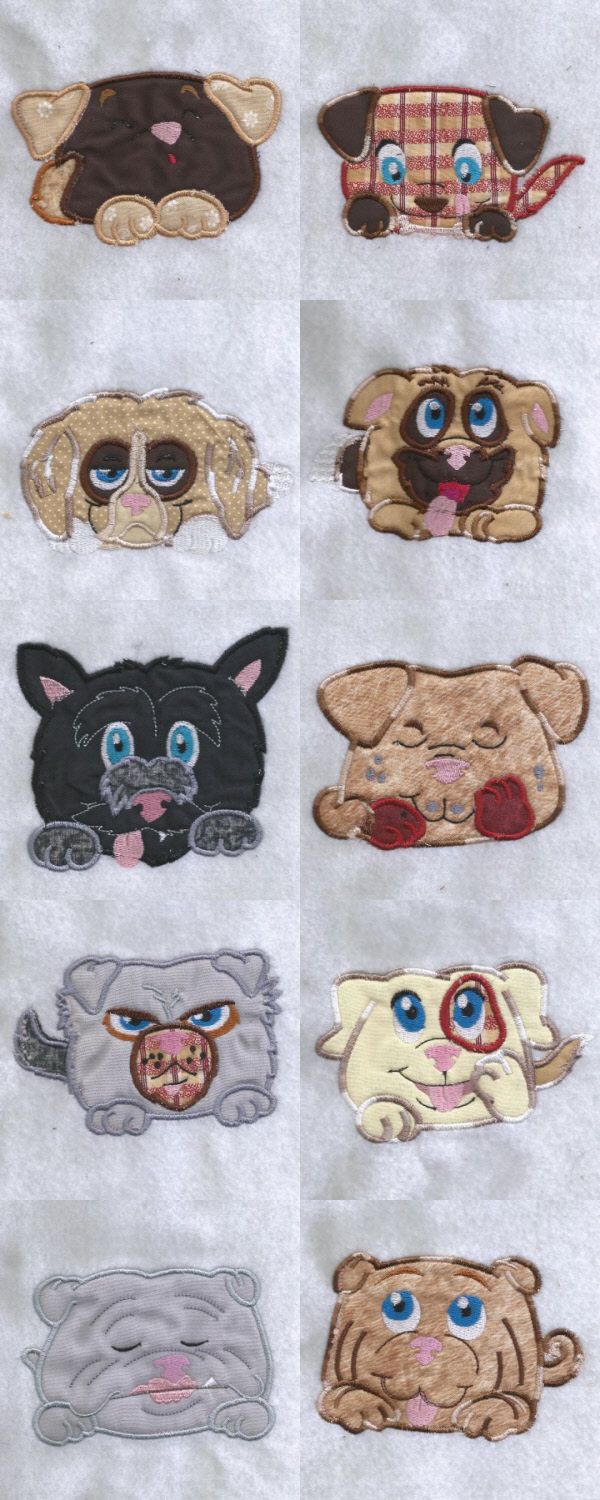 Applique Chubby Puppies Embroidery Machine Design Details