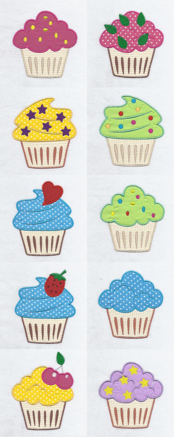 Applique Cupcakes 2 Embroidery Machine Design Details