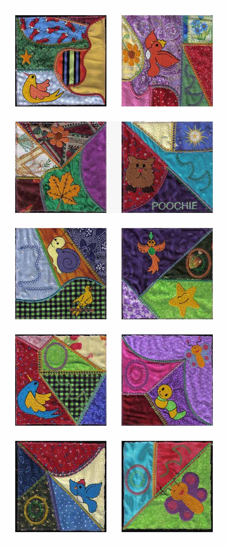 Applique Crazy Quilt Blocks Embroidery Machine Design Details