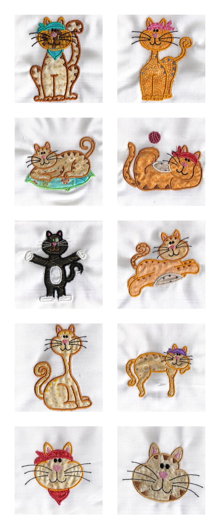 Applique Kitty Kats Embroidery Machine Design Details