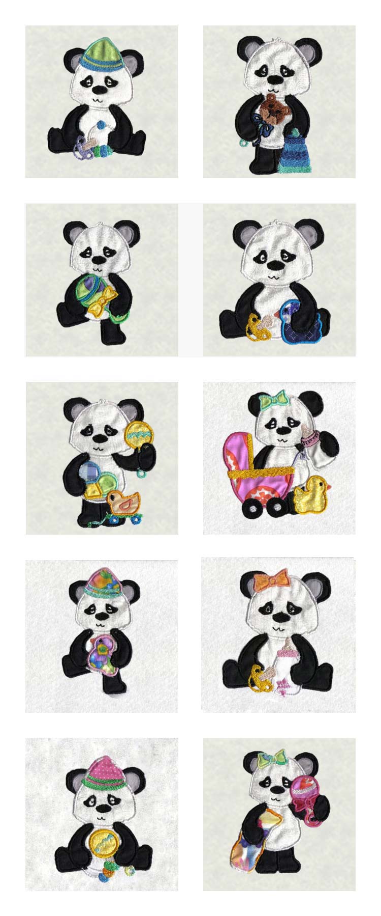 Applique Pandas Embroidery Machine Design Details