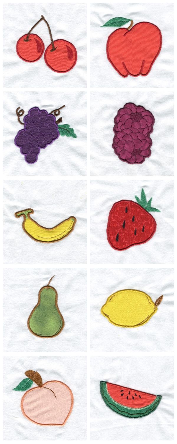 Applique Fruit Embroidery Machine Design Details