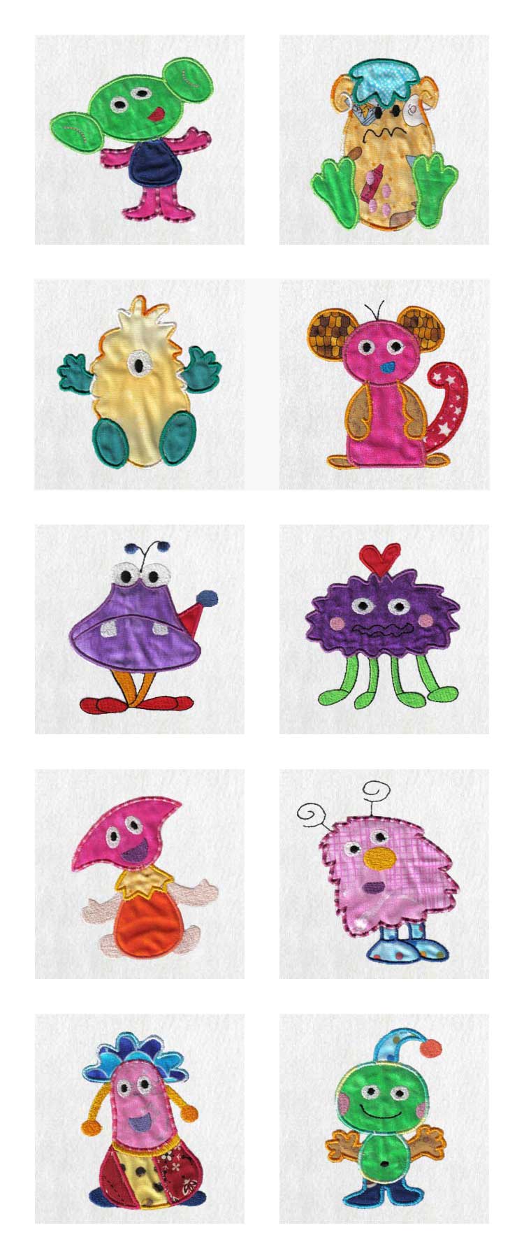 Applique Monsters 2 Embroidery Machine Design Details