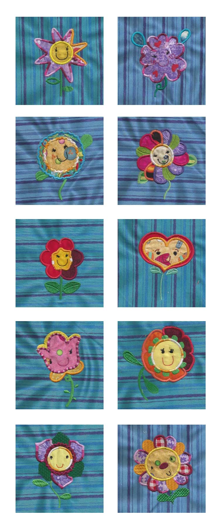 Applique Patchy Flowers Embroidery Machine Design Details