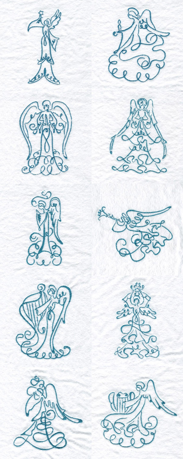 Art Deco Angels Embroidery Machine Design Details
